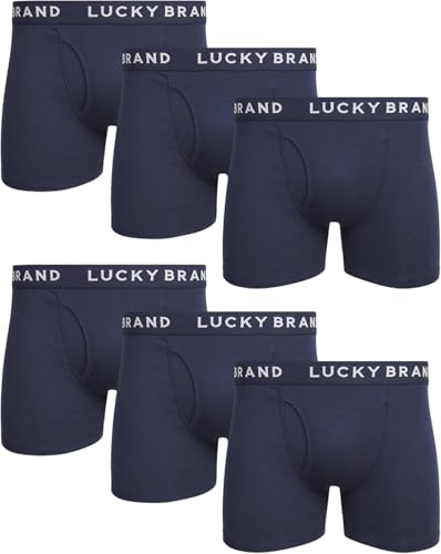 Lucky Brand Mens Boxer Briefs - 6 Pack Classic Mens Underwear Boxer Briefs with Functional Fly - Soft Cotton Boxers for Men