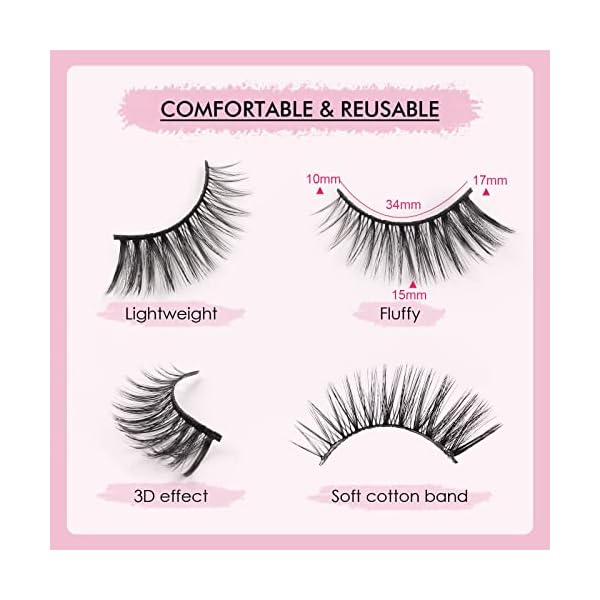Glowing Win Falsche Wimpern Natürlich Look Fake Lashes 3D Künstliche Wimpern 5 Paar Wispy Lashes Nerzwimpern… – Bild 6