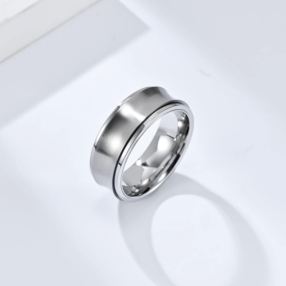 Spinner Ring for Women Men Stainless Steel Anxiety Ring White/Yellow Gold Plated Fidget Rings Wedding Rings Simple Jewelry Size 7-12