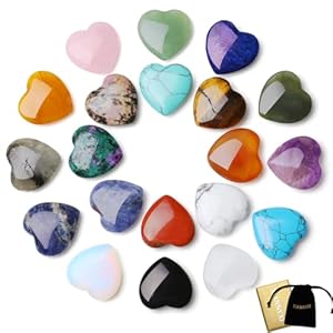 XIANNVXI 20 Pcs Healing Crystals and Gemstones Heart Assorted Crystals Set Gemstones Bulk,Crystal Gifts Small Gifts for Women,Stones Crystals for Beginnners Mindfulness Gifts Wellbeing Gifts
