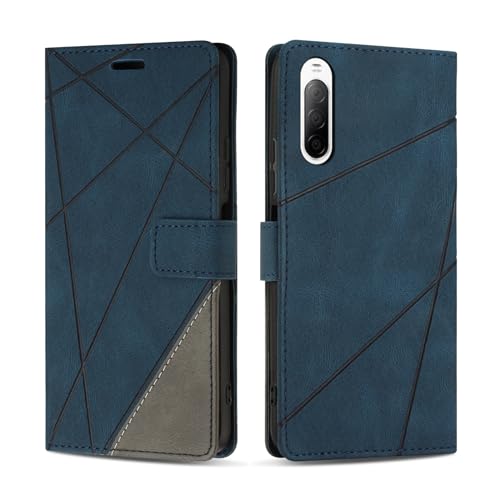 SONWO Coque pour Sony Xperia 10 V, Protection Housse Etui en Cuir PU Portefeuille avec Emplacements Cartes et Fonction Support pour Sony Xperia 10 V, Bleu