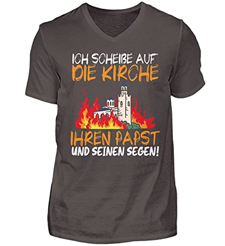 T-shirt col en V homme avec message allemand rebelle en coton fumé L