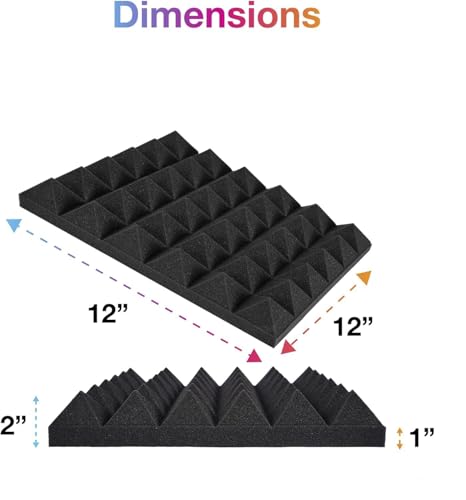 Image of Pyramid Soundproofing Studio Acoustic Foam 1'x1' - 2 Inches ( Pack of 6 ) Inches High Density, Soundproof Foam, Noise Reduction,Echo Absorption (Studio Charcoal, Pack of 6)