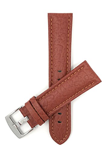 Image of Bandini Mens XL Extra Long Leather Watch Band or Regular Strap, Classic or Buffalo Pattern - 4 Colors, With or Without Stitch - 18mm 20mm 22mm 24mm 26mm 28mm 30mm Leather Watch Band for Men