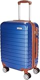 BRUBAKER Handgepäck Koffer Paris - Reisekoffer Trolley mit Zahlenschloss, 4 Rollen und Komfort Tragegriffen - 37 x 56 x 22 cm - ABS Hartschalen Rollkoffer (M - Blau und Braun)