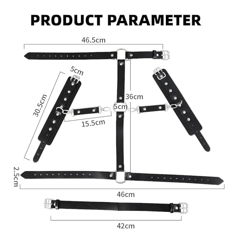 Leder Harness Damen Body mit Handschellen Punk Bondage Brust Geschirr Halsband für Frauen SM Bettfesseln Sexy Unterwäsche Dessous Handfesseln Handcuffs SexSpielzeug Bondage Set Fesselset für Frauen