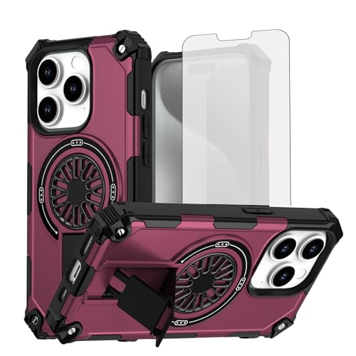Coque iPhone 14 Pro 5G antichoc robuste Asuwish béquille magnétique et verre trempé