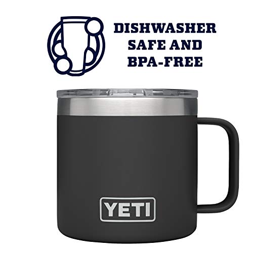 YETI Rambler 14 oz Mug, Vacuum Insulated, Stainless Steel with MagSlider Lid, Black