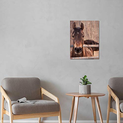 Farmhouse Rustic Wall Art For Bedroom Home Bathroom Decor For The Home Country Horse Pictures Artwork For Walls Kitchen Wall Decor Modern Prints Wood Grain Canvas Framed Animal Wall Art Size 12X16 #TOP4