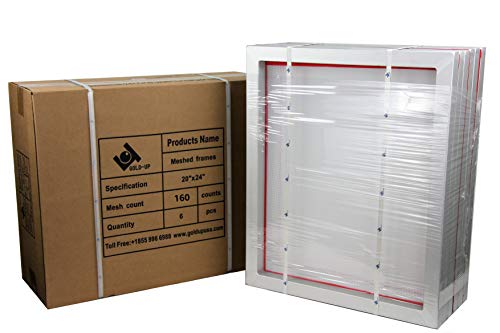 20 X 24 Inch Pre-Stretched Aluminum Silk Screen Printing Frames With 160 White Mesh (6 Pack Screens) #TOP2