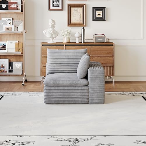 Sofá modular de espuma flexible precomprimido en tela gris premium 2