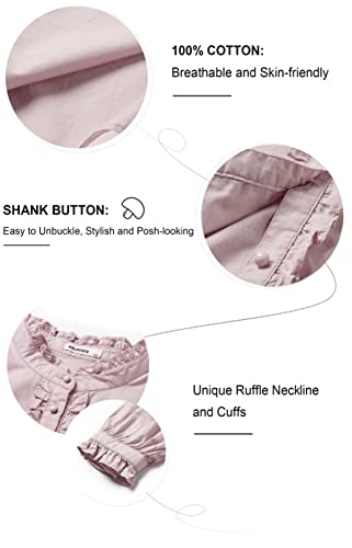 SOLOCOTE Girls White Blouse Ruffle Long Sleeve Button Down Shirts Princess Cotton Loose Soft Tops Spring and Summer, 190903 7-8 Lightpurple
