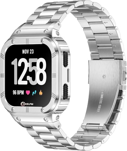 HASLFM XeXX`[oh P[Xt Fitbit Versa 4/3/2/1 Fitbit Versa Lite/Fitbit Sense 2/1ɑΉ ȃ^oh یP[Xt op[Jo[t Y (Vo[)