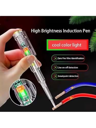 Image of 1 Pcs Electrical Tester Pen, 70-250V Induction Power Detector Pen Electrical Screwdriver Circuit Tester, Electrical Tester Pen with LED Color Light, Non-Contact AC Voltage Tester Pen.