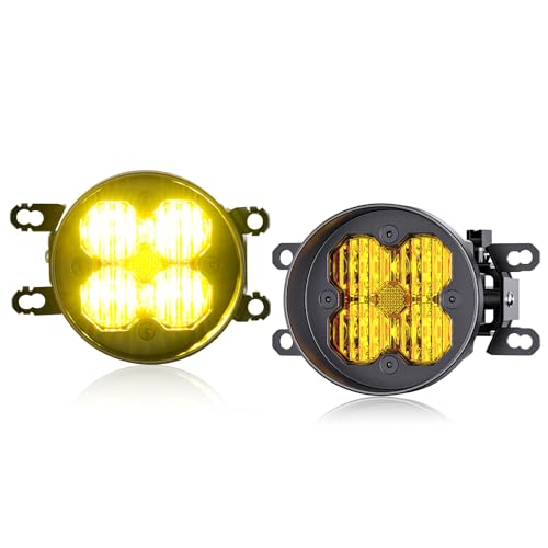 AUYICH Yellow LED Fog Lights Fits For 2012-2023 Tacoma 2014-2021 Tundra 2010-2024 4Runner 2011-2019 Toyota Sienna 2009-2016 Toyota Corolla 2008-2013 LX570(SAE Fog Lamp Amber LED Light Kit)