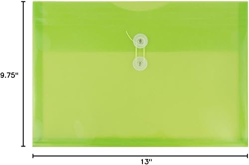 Vista 373 de Sobres de plástico con botón y cuerda, Variados Paquete de 6 colores surtidos