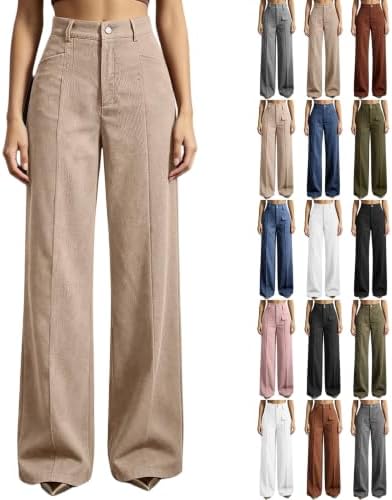 Women's Corduroy Pants Elastic Waisted Loose Comfortable Straight...