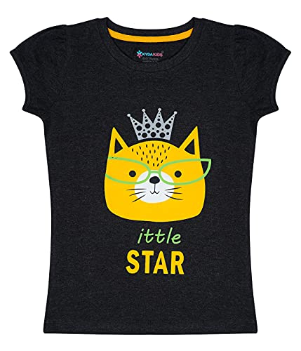 Image of KYDA KIDS 100% Breathable Cotton Girls Half Sleeve Printed Tshirt | Regular Fit Round Neck Tops for Girls (Pack of 5)