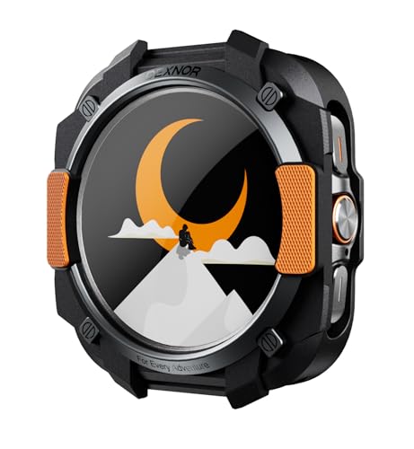 DEXNOR Case for Samsung Galaxy Watch Ultra 47mm 2025/2024 Durable Shockproof TPU Bumper Cover for Outdoor AdventureBlack Orange