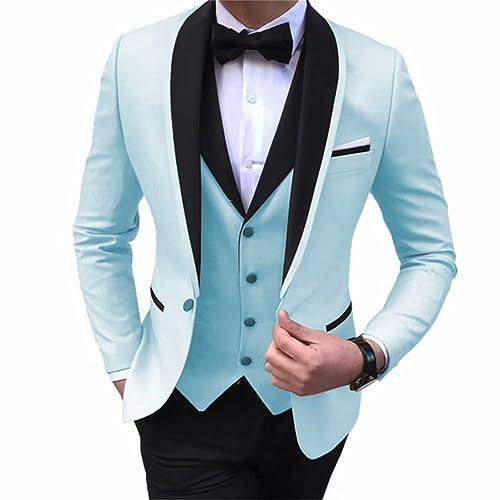 Mens 3-Piece Suit Shawl Lapel One Button Tuxedo Slim Fit Premium Dinner Jacket Vest Pants3