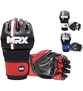 MMA Gloves for Grappling Sparring, with Open Ventilated Palm, Martial Arts Mitts Suitable for Men...