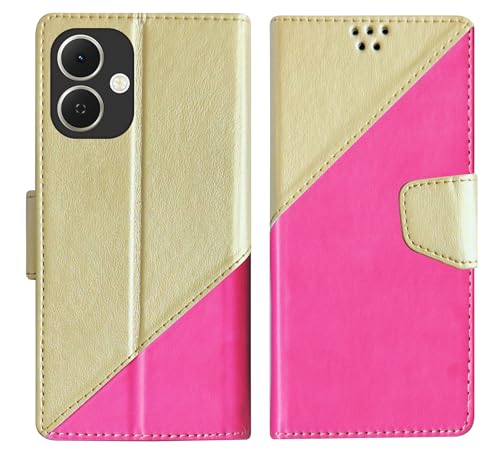 SBMS Flip Cover for Tecno Spark GO 2 Back Cover Case with Magnatic Closure | Inbuilt Stand | Card & Money Pocket (MultiPink)