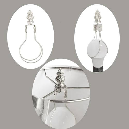 Image of GY & CK Lampshade Clip Adapter Light Bulb Clip Adapter Includes Decoration Finial, Spring Clip for Light Bulbs (Nickel)