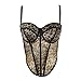VEENDEO Women's Vintage Strap Party Leopard Print Bustier Corset Top Crop Top Bra Club Party Vest with Detachable Straps