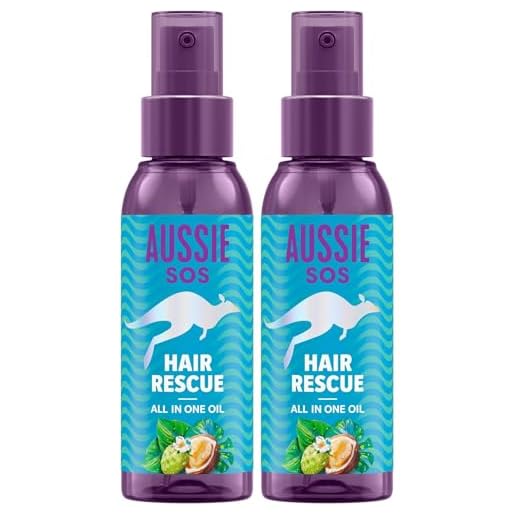 Aussie SOS Hair Rescue All In One Aceite Capilar 100ml Desenreda Y Suaviza El Pelo, Ayuda A Prevenir Las Puntas Abiertas Y Mantiene El Cabello Hidratado Durante 100 Horas. Fórmula Vegana