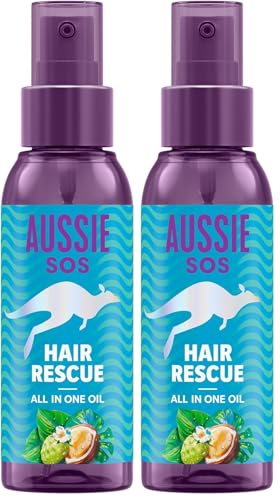 Aussie SOS Hair Rescue All In One Aceite Capilar 100ml Desenreda Y Suaviza El Pelo, Ayuda A Prevenir Las Puntas Abiertas Y Mantiene El Cabello Hidratado Durante 100 Horas. Fórmula Vegana