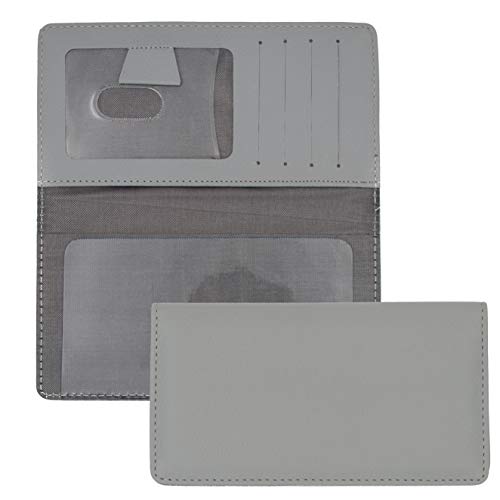 Grey Textured Leather Checkbook Cover for Top Tear Personal Checks