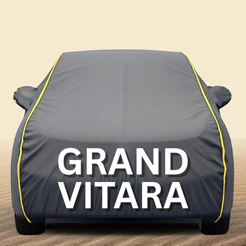 Image of 100% Waterproof Grand Vitara Car Cover Heavy Duty - Premium Polyester Car Body Cover, All Weather Outdoor Protection, UV Resistant, Dustproof, Windproof, Heat Resistant, Scratch Resistant (Grey)