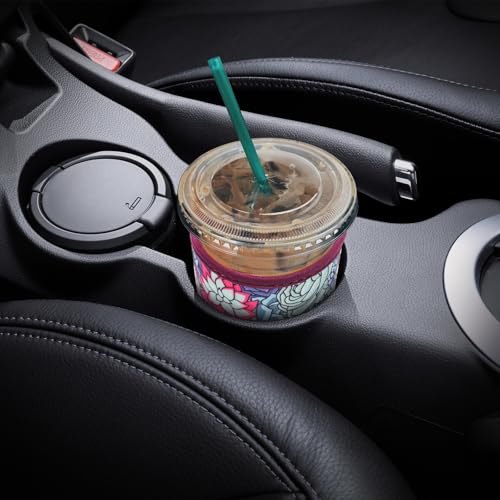 Image of YR Reusable Neoprene Insulator Sleeve for Iced Coffee Cups, 3 Pack Coffee Coolies sleeves for Iced & Hot Drinks, Cold Beverage Cooler Compatible with Starbucks Coffee and More (Succulent)
