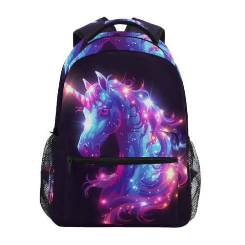 Sac à dos scolaire licorne de lumière pourpre pour les filles et garçons