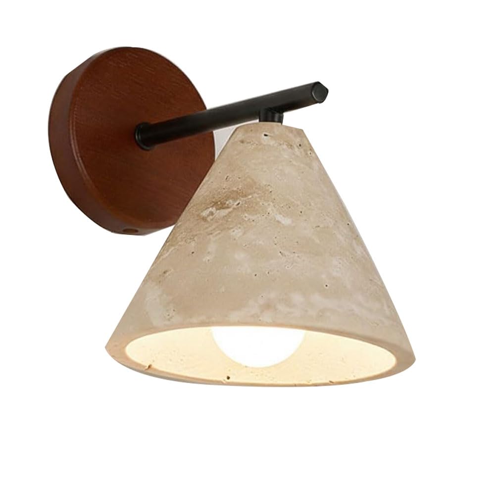GUOGUOSM E26 Screw Hard Wiring Connection Wall Lamp, Modern Industrial Style Indoor Wall Light, 7.8in Yellow Travertine Wall Sconce, Bedroom Staircase Dining Room Decorative Light Fixturesv