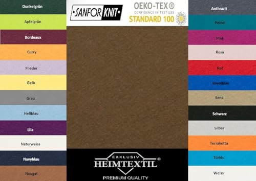 Exklusiv heimtextil - Sábana bajera ajustable de punto de algodón con contorno elástico, marrón chocolate, 90 - 100 x 200 cm