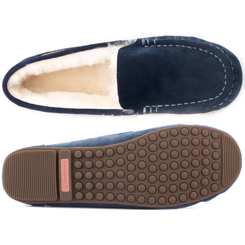 Parfeying Women's Sheepskin Moccasin Slippers Cow Suede Memory Foam Driving Style Loafers4