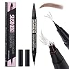 SUSIKEKI Dual Ended Microblading Eyebrow Pen - 2 in 1 Liquid Eyebrow Pencil with Brow-Fection Angled Brush & Precise Detail Brush-Tip, Shapes & Fills Natural Looking Brows, Lasts All-Day, Brown