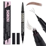 SUSIKEKI Dual Ended Microblading Eyebrow Pen - 2 in 1 Liquid Eyebrow Pencil with Brow-Fection Angled Brush & Precise Detail Brush-Tip, Shapes & Fills Hair-Like Looking Brows, Lasts All-Day, Brown
