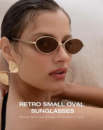 Retro Oval Sunglasses for Women Polarized UV Protection Trendy Vintage Small Sun Glasses Metal Frame3