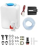 Zlirfy Universal Windshield Washer Bottle,12V Car Windshield Washer Pump Fluid Reservoir Sprayer Kit,Washer Fluid Reservoir Bottle Kit with Pump Jet Button Switch,Replace OEM: 160186
