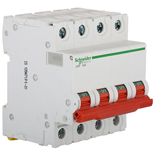 Schneider Electric Acti 9 63-A 4-Pole Polycarbonate MCB Isolator (White), Standard, (FE_A9S4P063)