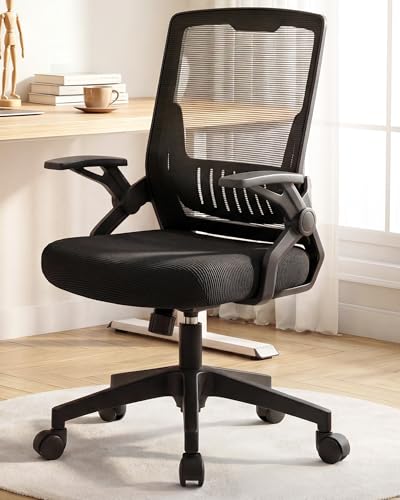 Image of GTPLAYER Ergonomic Office Chair with Flip-up Armrests Executive Computer Chair for Home Office, Breathable Mesh & Comfy Lumbar Support, Black