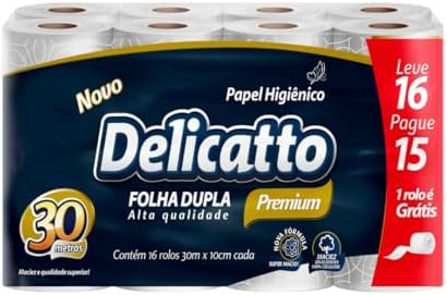 Papel Higiênico Delicatto Folha Dupla Neutro 16 Rolos 30 metros |...