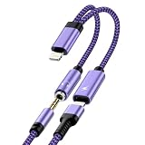 Haoano 2in1 Lightning イヤホン変換アダプター 12W充電と音楽同時 Hi-Fi音質 iPhone イヤホンジャック 二股ケーブル ライトニング イヤホン変換アダプタ 急速充電/音楽再生 高耐久ナイロン iPhone14/13/12/11/SE/XS/iPad/iPod Touch5/6/7 紫