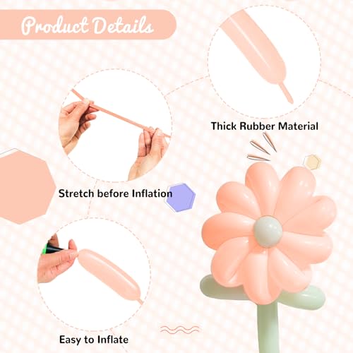 Image of 100Pcs Pastel Orange 260 Balloons, Long Balloon for Tying Balloon Arch, Long Skinny Balloons for Twisting Ballons Animal balloons Birthday Party Wedding Festival Decorations