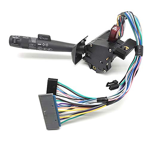 FEXON Multi-Function Combination Switch with Turn Signal, Wiper, Washers, Hazard Switch, Cruise Control Black Replacement for 95-2000 Chevy Tahoe Blazer Suburban GMC & More 2330814 26100985 26036312