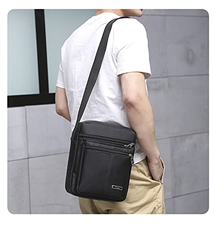 Hbags Bolsa tiracolo masculina de lona unissex, Preto