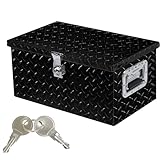 munirater 20 Inch Heavy Duty Black Aluminum Plate Tool Box Truck Bed RV Trailer Toolbox Storage W/Side Handle and Lock Keys 20 x 12 x 9.5in