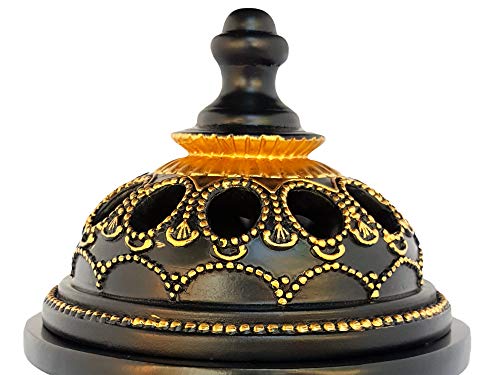 Am Charcoal Incense Burner - Bakhoor Burner, Oud Frankincense Resin Burner - For Office & Home Decor - Lavish 4 Pillar Black #TOP4
